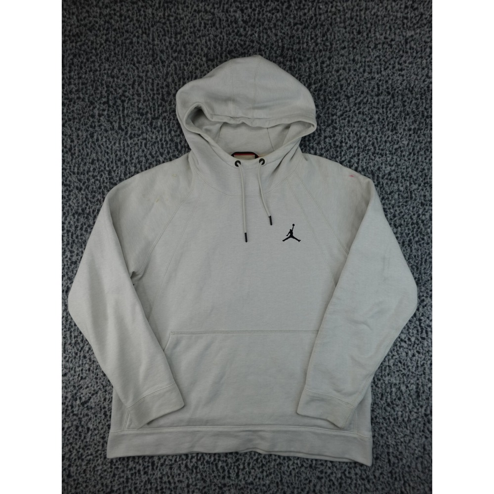 Jordan Flight Fleece Hoodie Mens Large Cream Jumpman Pullover Sweatshirt